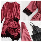 Women's Sexy Pajamas Nightgowns Lingerie Shorts 4-piece