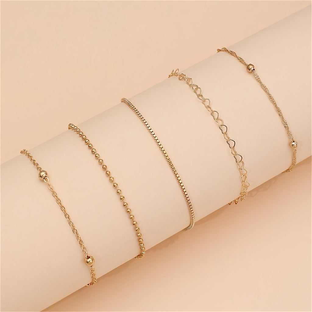 5pcs/set Exquisite Golden Thin Iron Bracelets