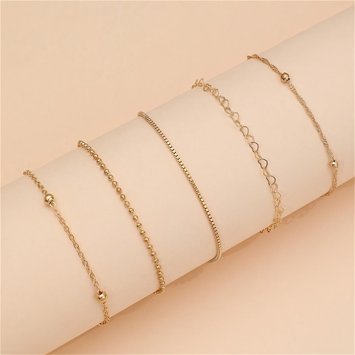 5pcs/set Exquisite Golden Thin Iron Bracelets