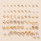 A Set of 30 Stylish Heart-Shaped Letter Stud Earrings