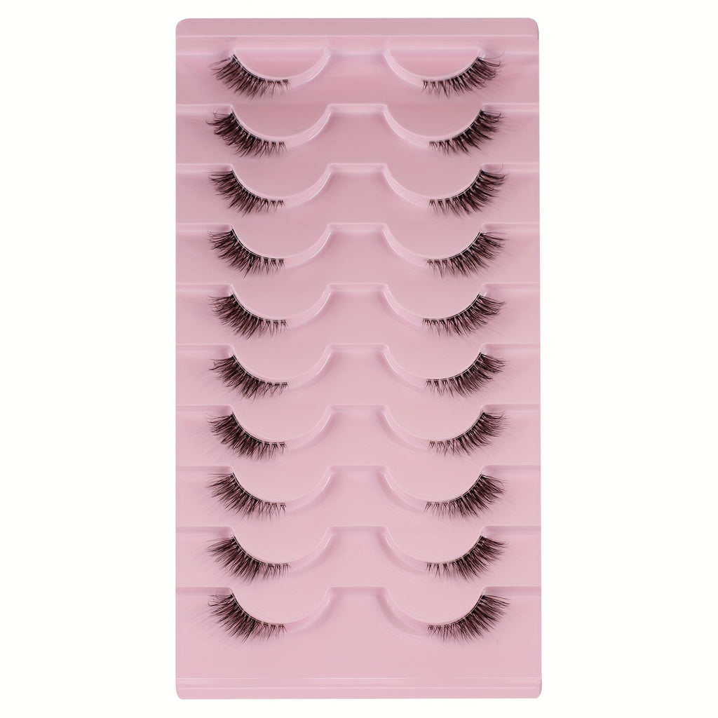 10 Pairs Thick Half Eyelashes 10mm Wispy Cat Eye Eyelashes