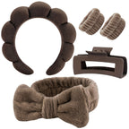 Set Spa Headband Wristband Set with Hair Claw Clips Skincare Headbands
