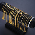 19pcs Anklet Set Bracelets with Heart Rhinestones
