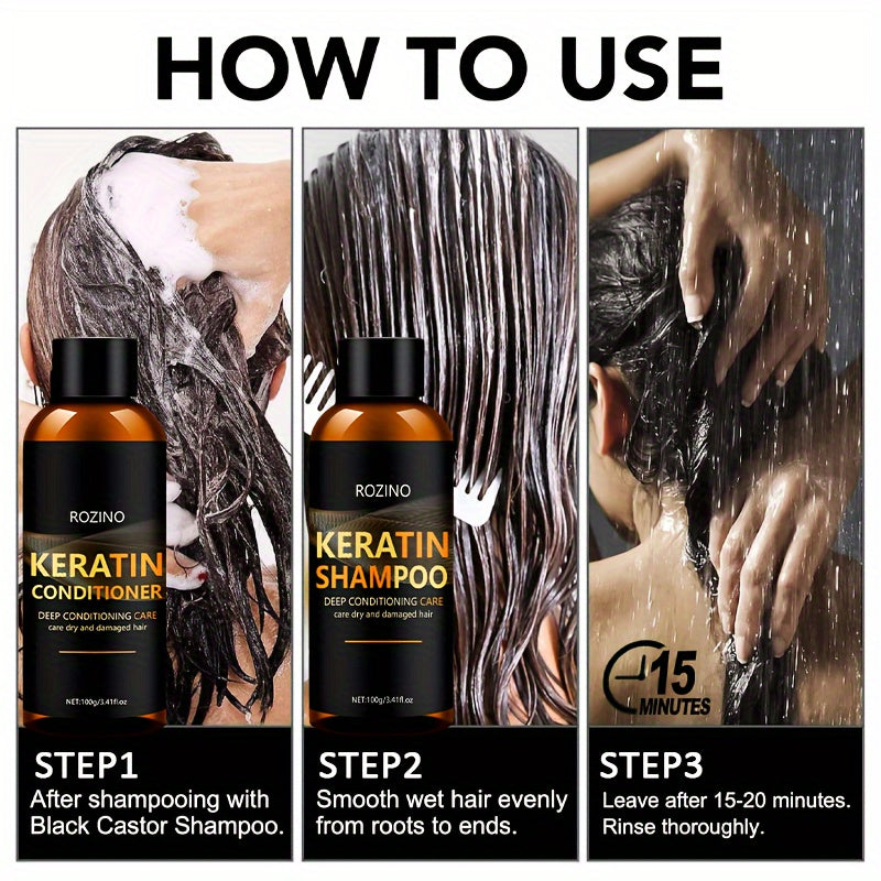 ROZINO Keratin Shampoo and Conditioner Hair Care Set