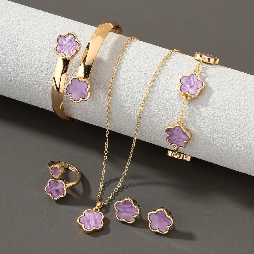 Lucky Flower Design Alloy Jewelry Set.