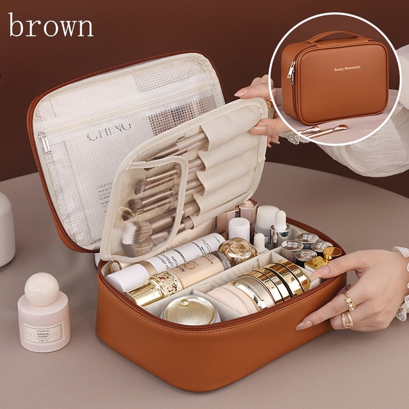 Large Capacity Detachable Makeup Bag with Brush Holder