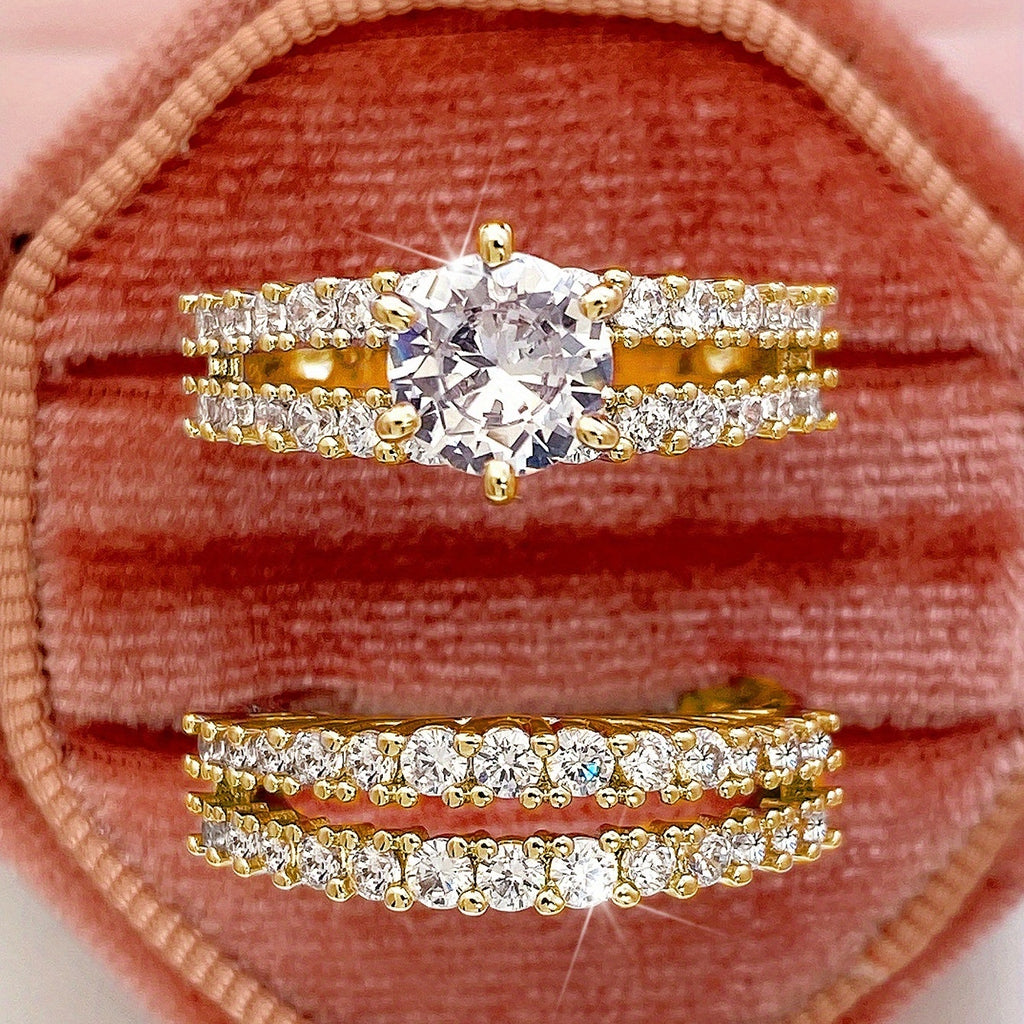 2pcs/set Bridal Synthetic Zirconia Rings