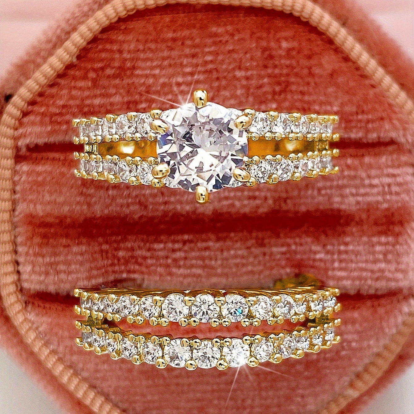 2pcs/set Bridal Synthetic Zirconia Rings