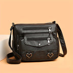 Retro Multi Pockets Crossbody Bag, Soft Faux Leather Bag