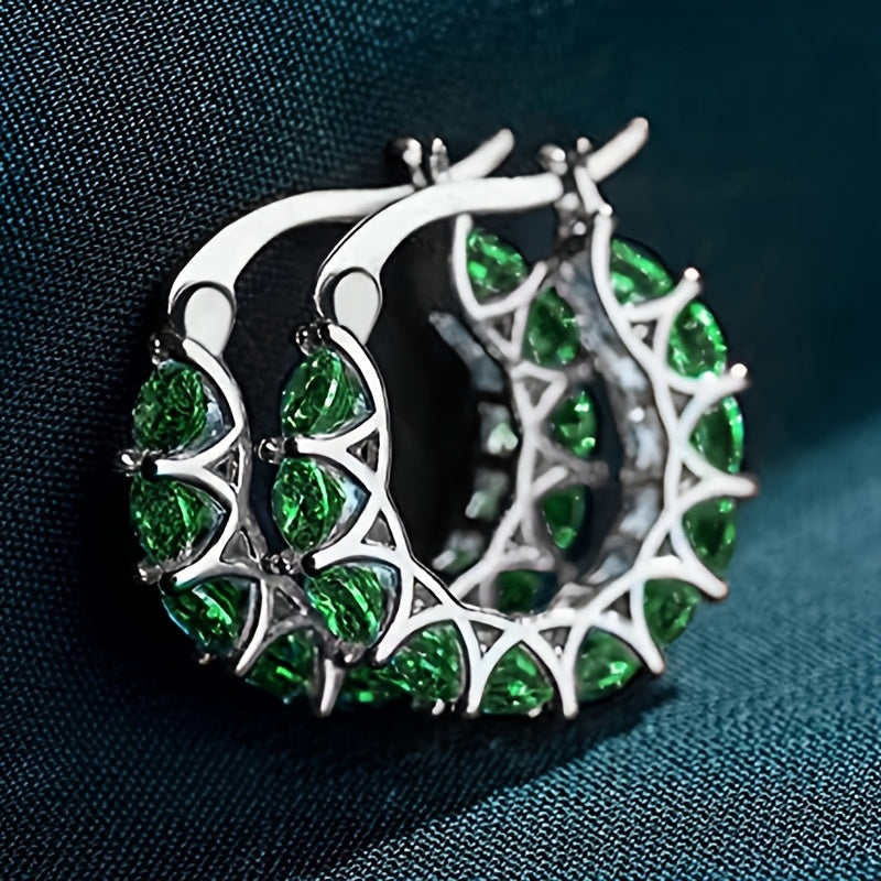 Elegant Zirconia-studded Circular Hoop Earrings