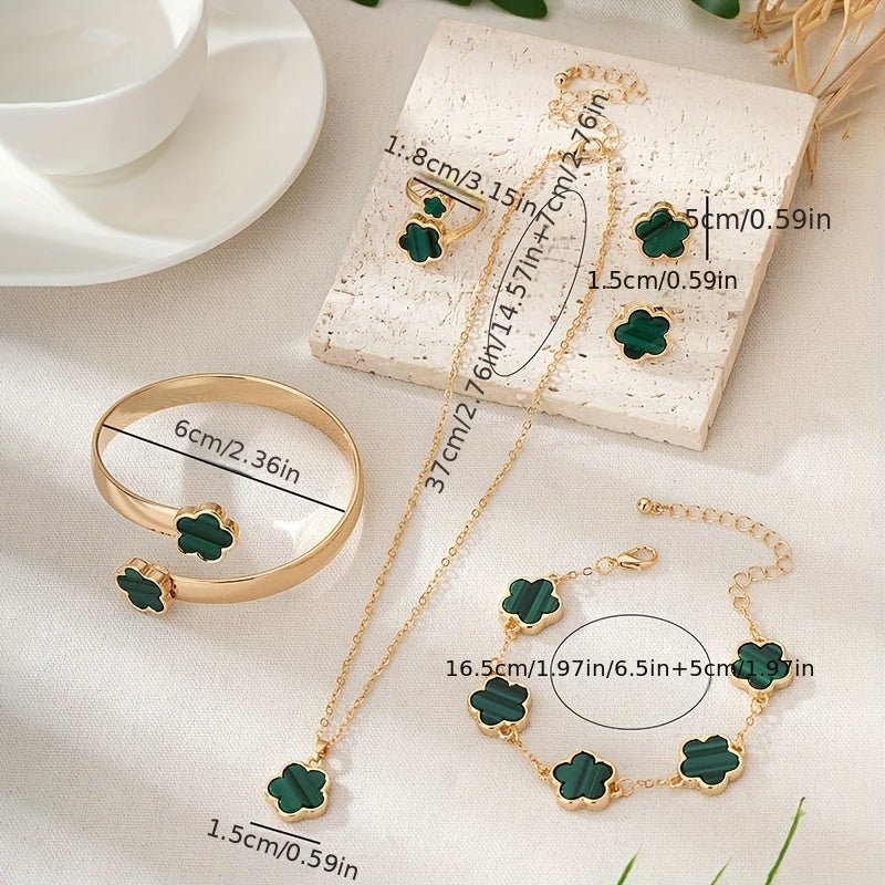 Lucky Flower Design Alloy Jewelry Set.