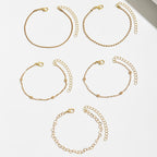 5pcs/set Simple Style Silver Thin Chain Bracelets