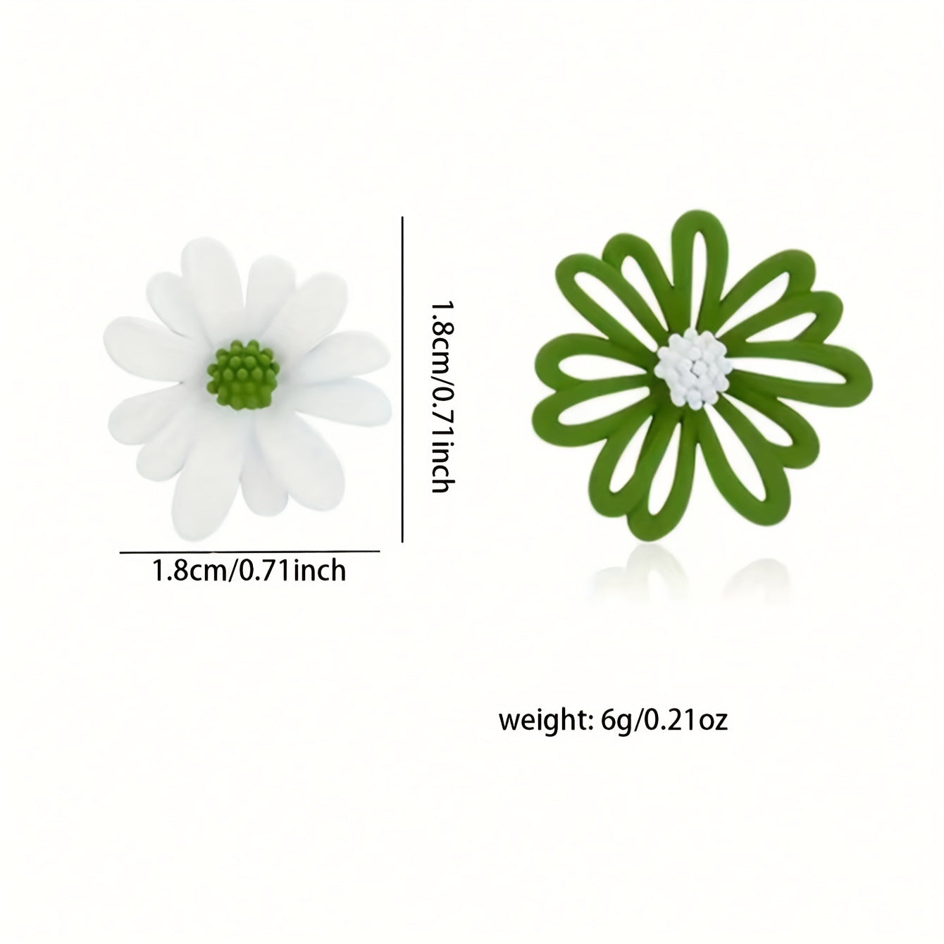 Charming Asymmetric Daisy Flower Stud Earrings.