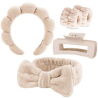 Set Spa Headband Wristband Set with Hair Claw Clips Skincare Headbands