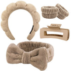 Set Spa Headband Wristband Set with Hair Claw Clips Skincare Headbands