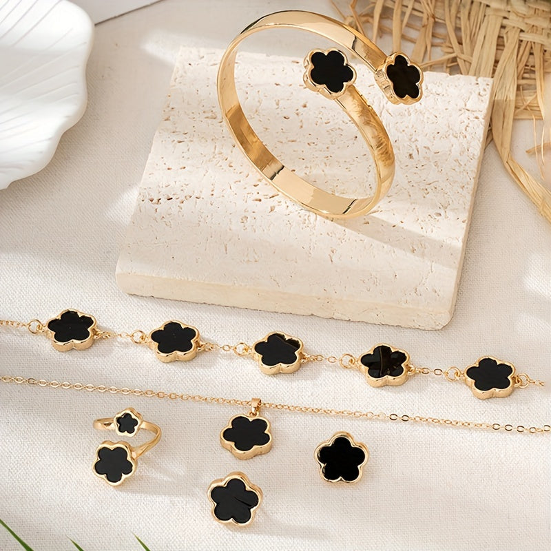 Lucky Flower Design Alloy Jewelry Set.
