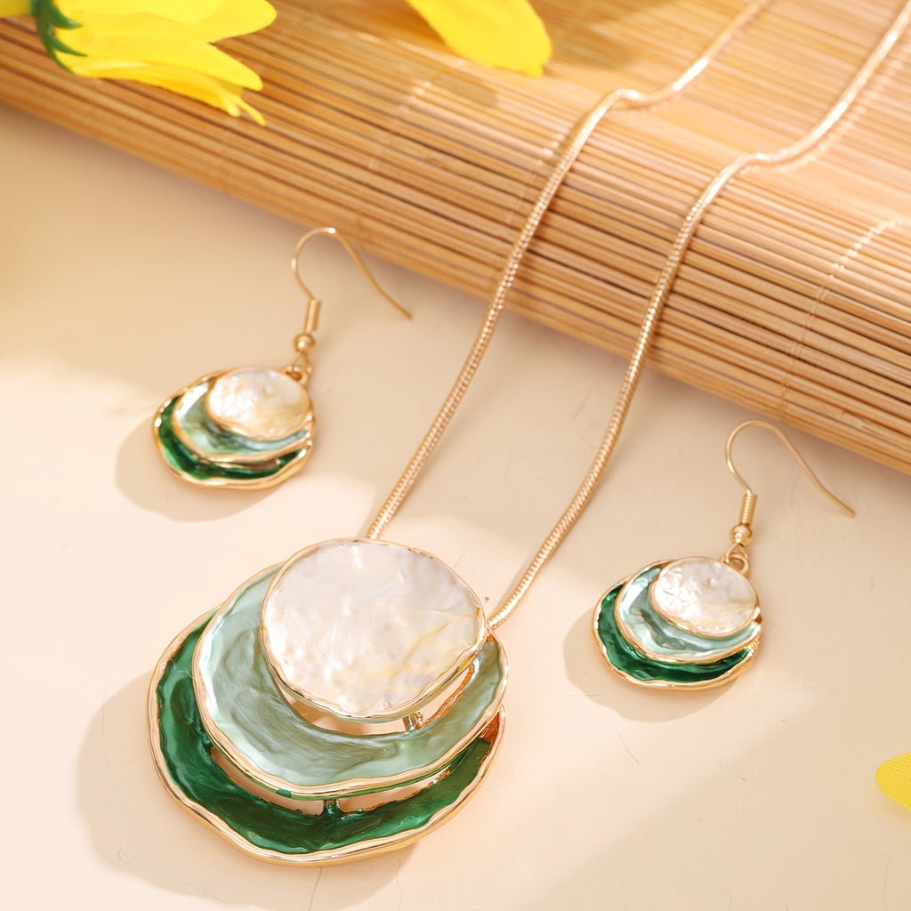 CRING COCO Bohemian 3-Layer Round Zinc Alloy Enamel Jewelry Set