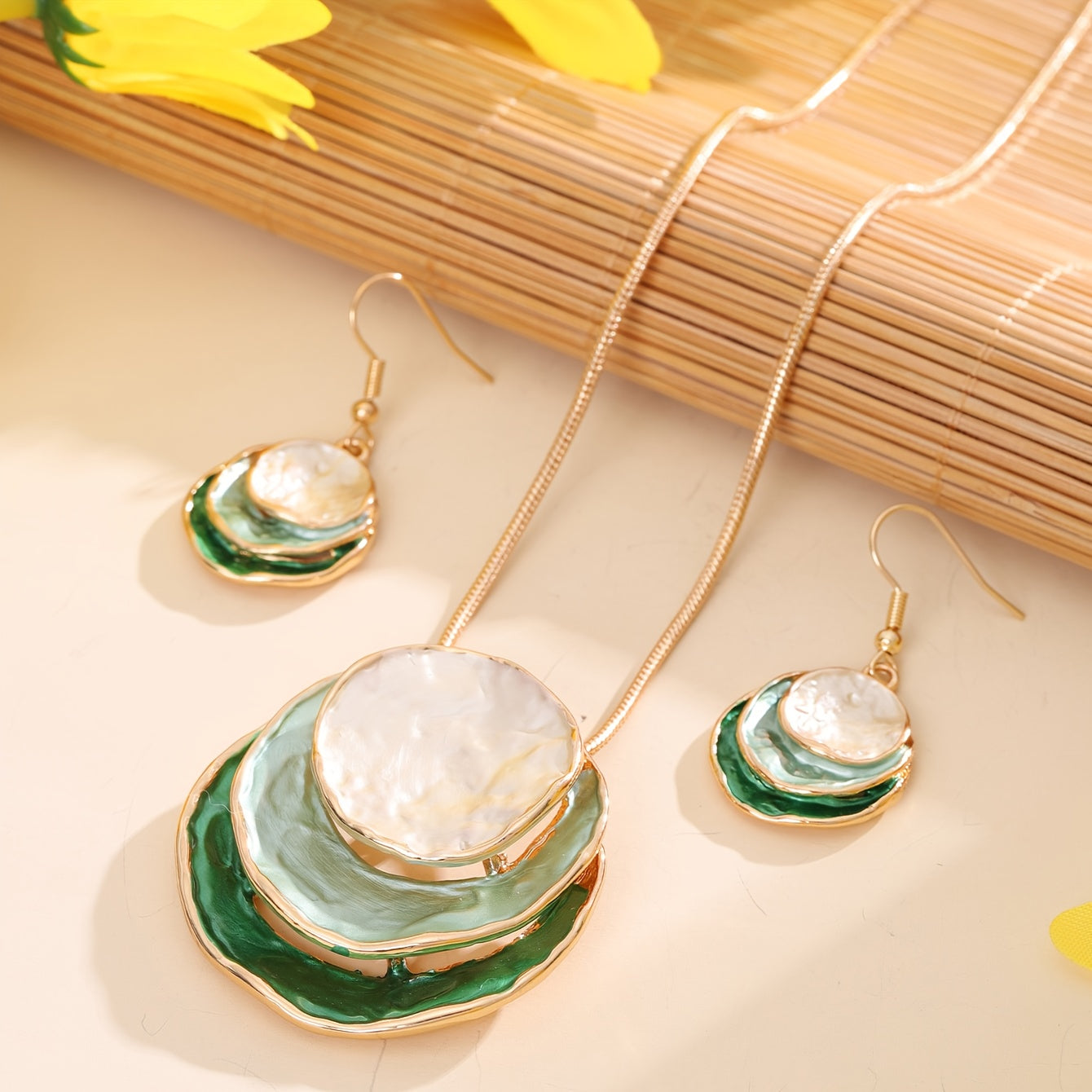 CRING COCO Bohemian 3-Layer Round Zinc Alloy Enamel Jewelry Set