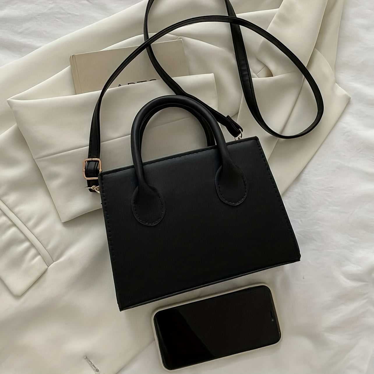 Minimalist Black Small Square Handle Purse