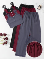 3 Sets Lace Trim Lounge Set
