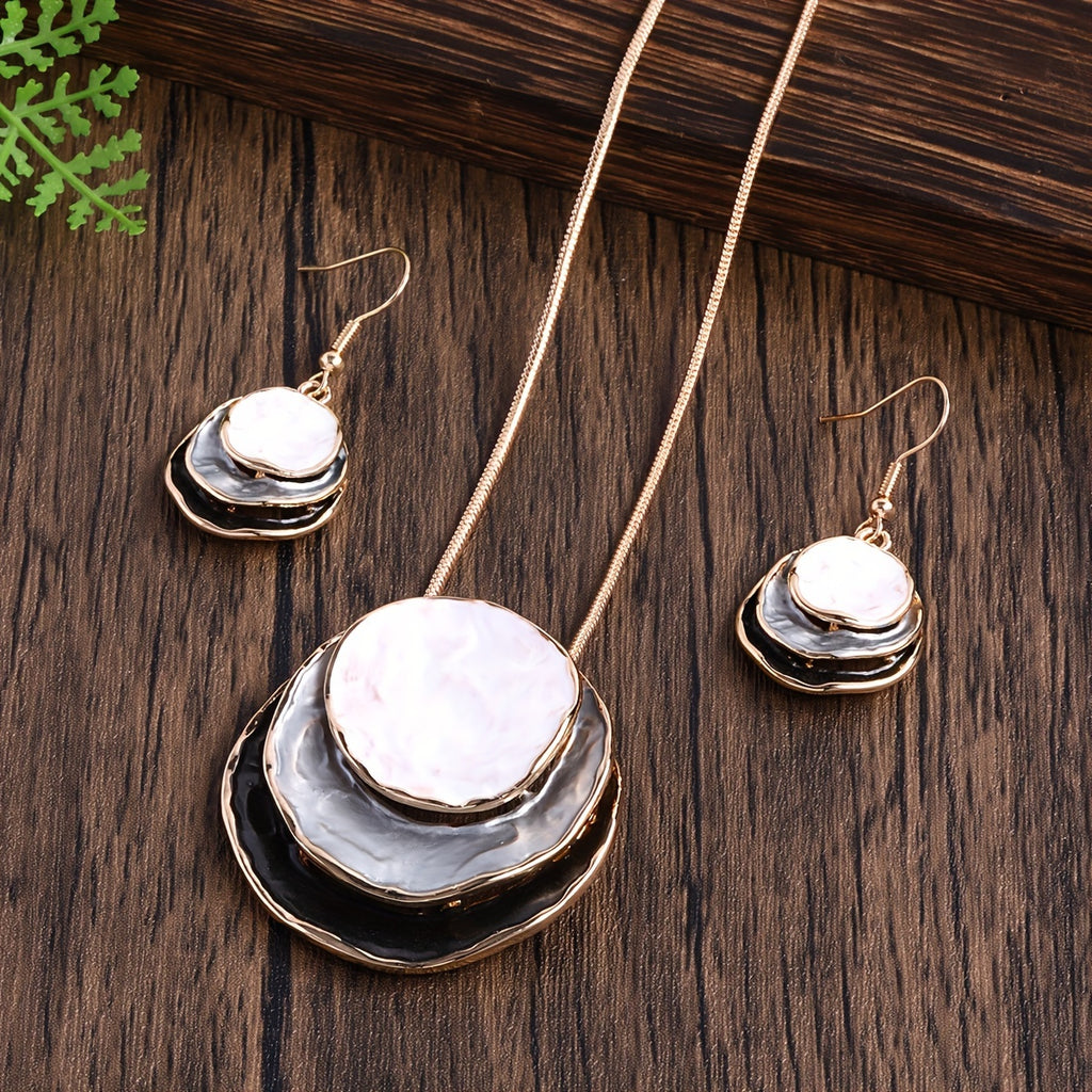 CRING COCO Bohemian 3-Layer Round Zinc Alloy Enamel Jewelry Set