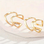 Two Stylish and Elegant Geometric Hollow-out Metal Rings
