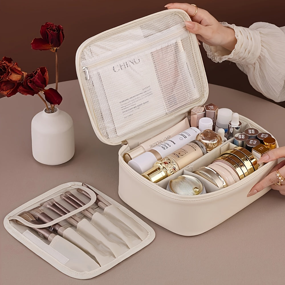 Large Capacity Detachable Makeup Bag with Brush Holder