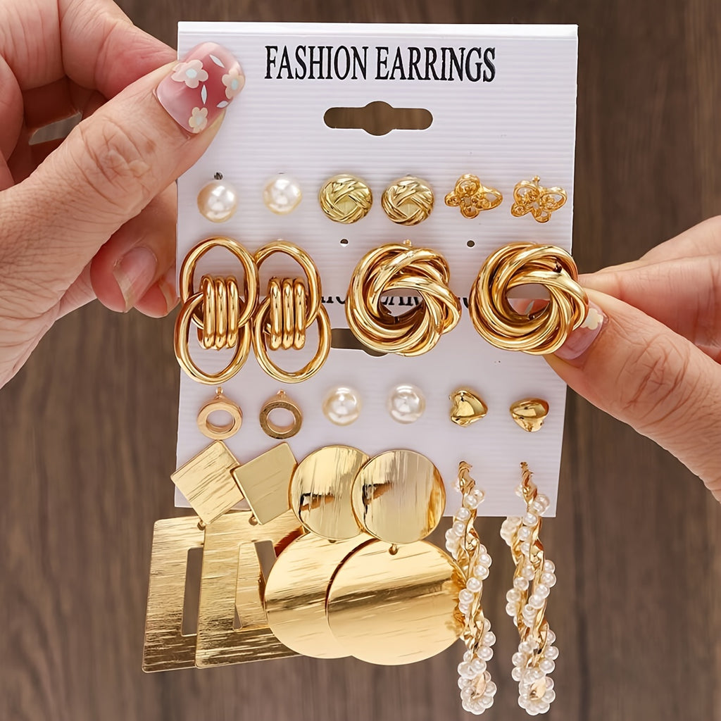 Exaggerated Golden Style Butterfly imitation Pearl Ladies' Earrings