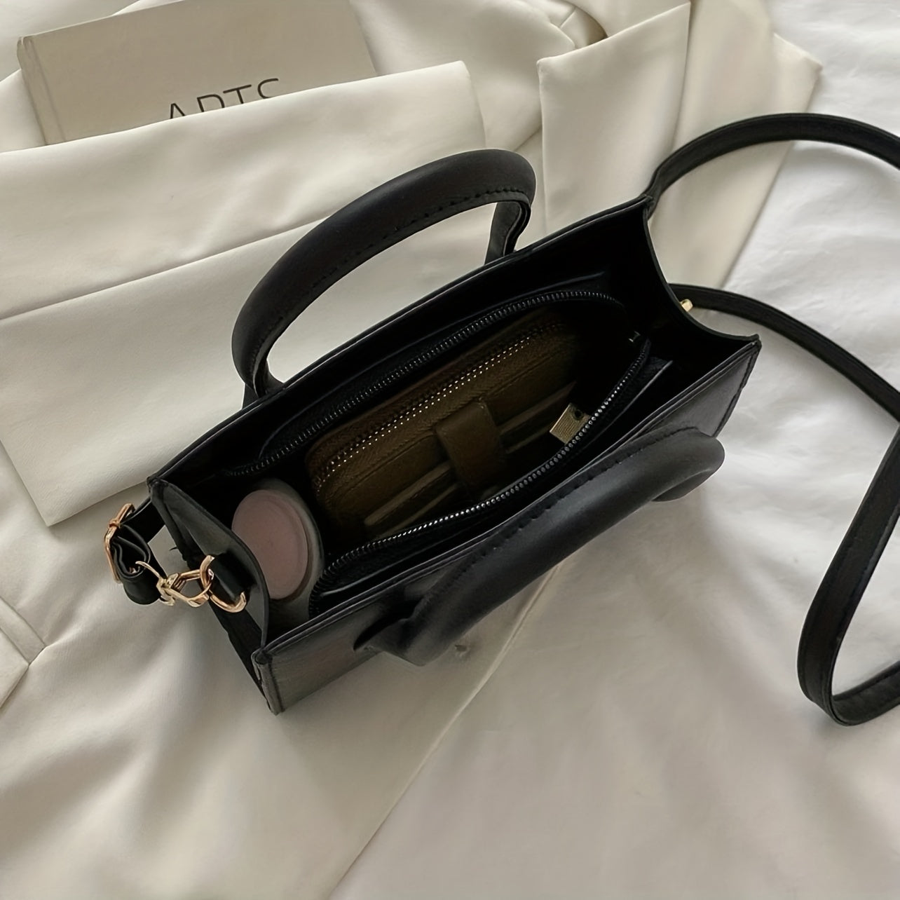 Minimalist Black Small Square Handle Purse