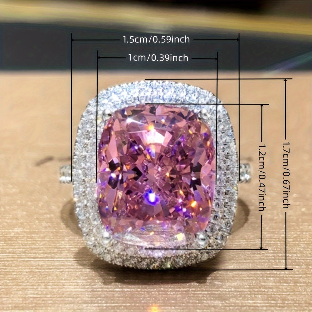 Big Pink zirconia Romantic Ring
