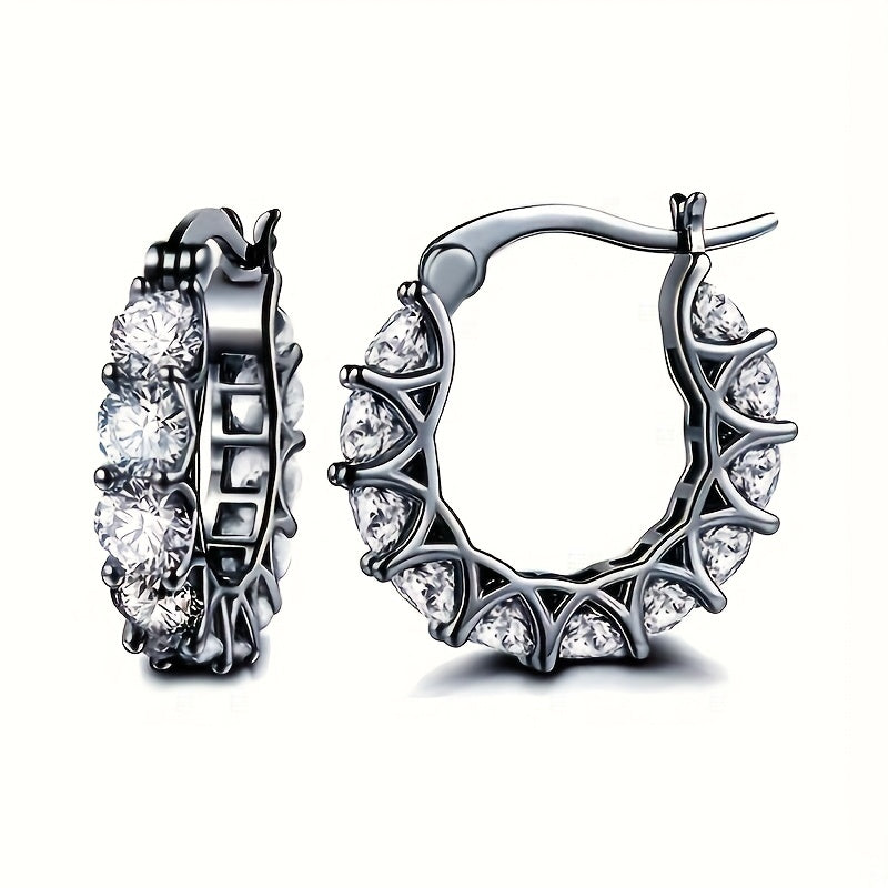 Elegant Zirconia-studded Circular Hoop Earrings