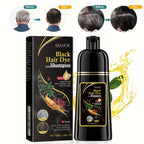3-in-1 black hair dye shampoo bottle, natural plant pigments