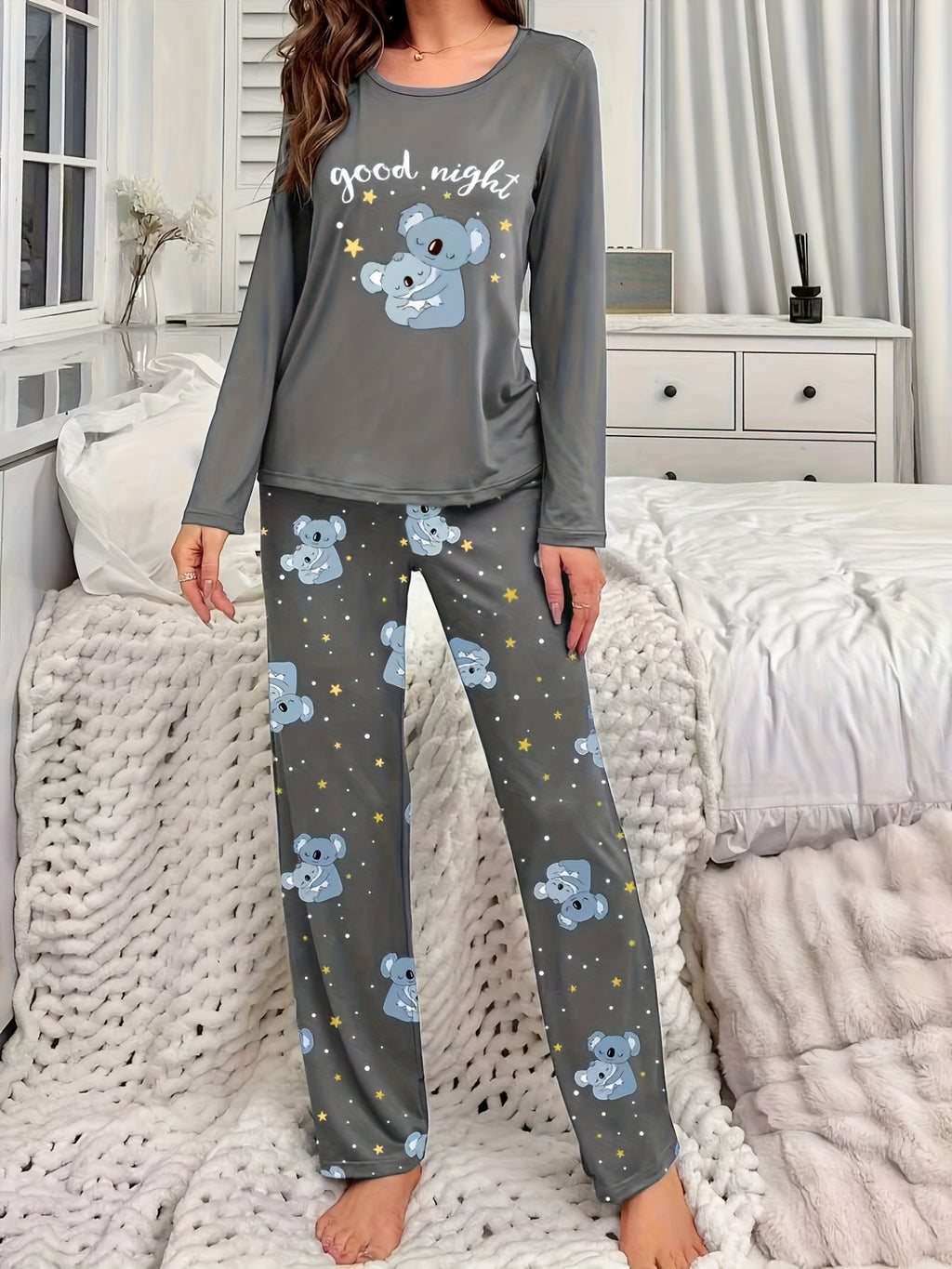 Women'S Cozy Gray Pyjama Set