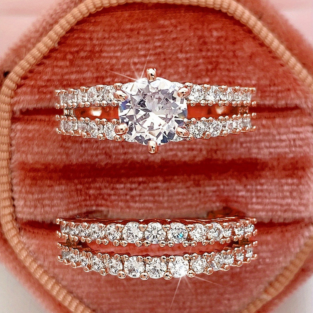 2pcs/set Bridal Synthetic Zirconia Rings