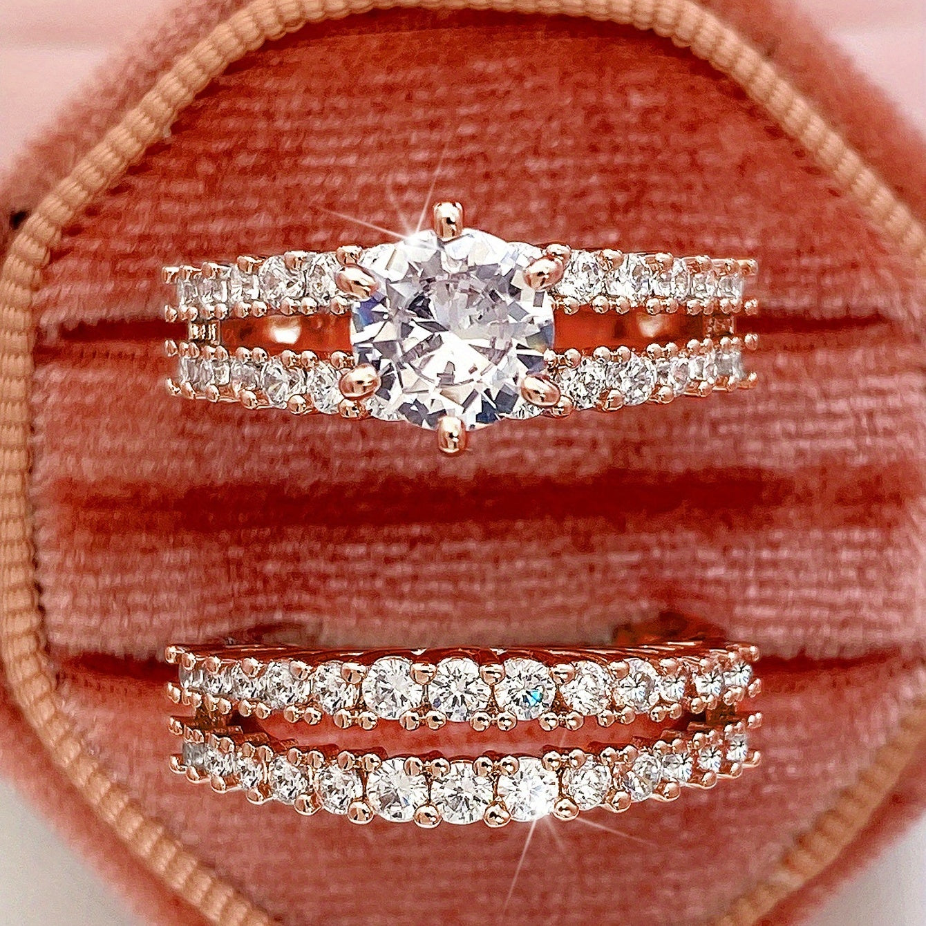 2pcs/set Bridal Synthetic Zirconia Rings