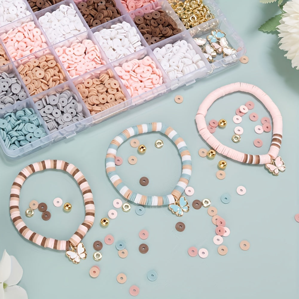 Boho Chic 2600pcs Bracelet Making Kit with Butterfly Charms & Clay Beads