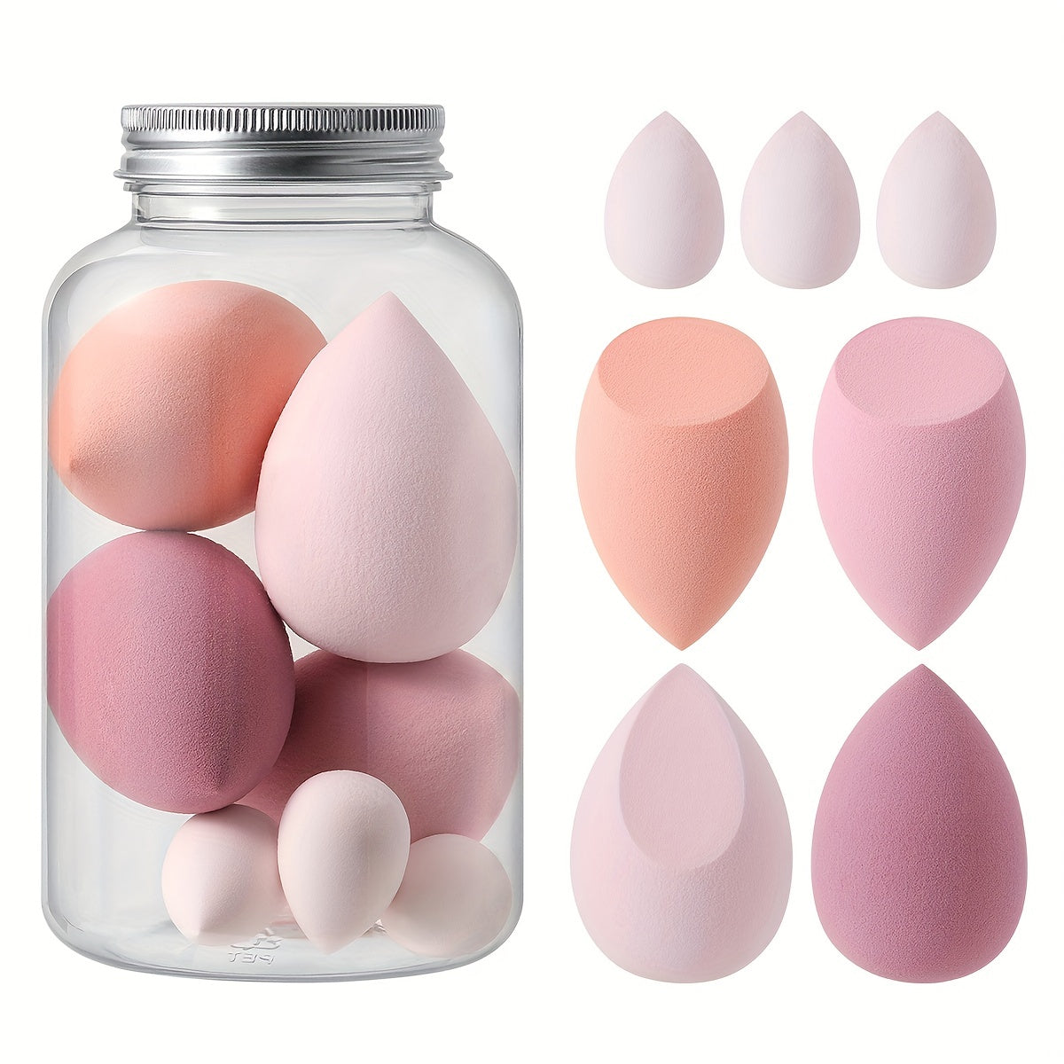 Pink Makeup Sponge Blender Set with Storage Jar