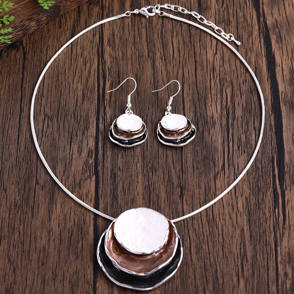 CRING COCO Bohemian 3-Layer Round Zinc Alloy Enamel Jewelry Set