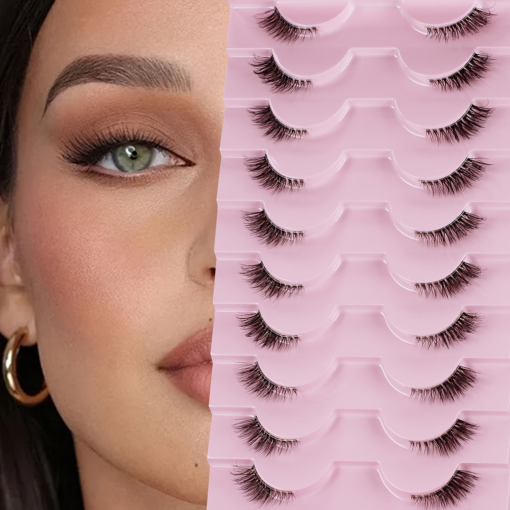 10 Pairs Thick Half Eyelashes 10mm Wispy Cat Eye Eyelashes