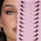 10 Pairs Thick Half Eyelashes 10mm Wispy Cat Eye Eyelashes