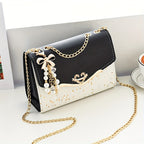 Sequins Square Purse, Elegant Shoulder Bag With Pendant