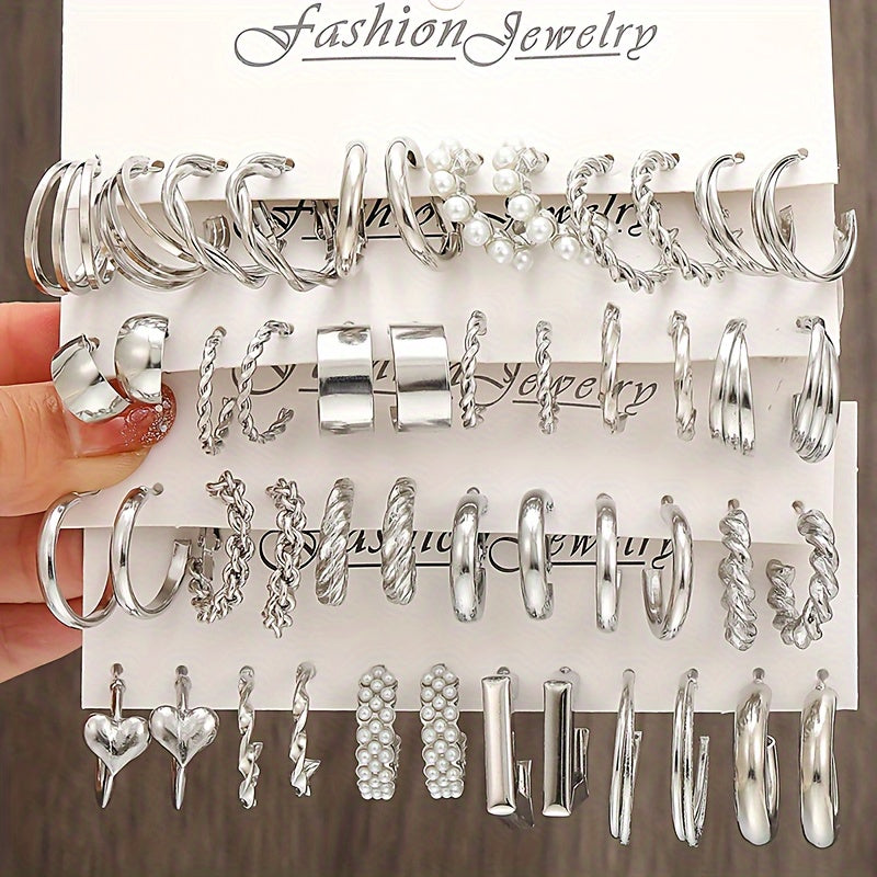 Punk Retro Circle Love Shape Women's Earrings Set