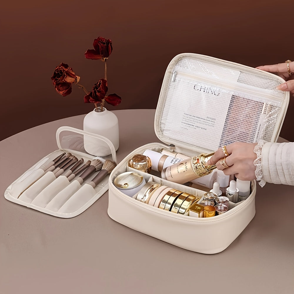 Large Capacity Detachable Makeup Bag with Brush Holder