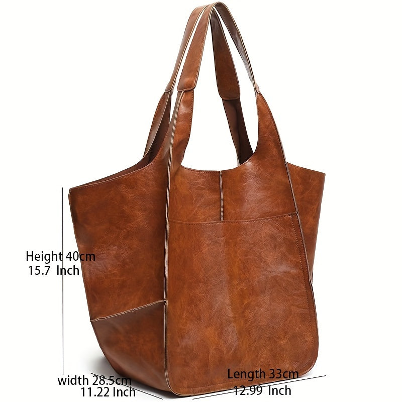 Large Capacity Retro PU Tote Bag For Women