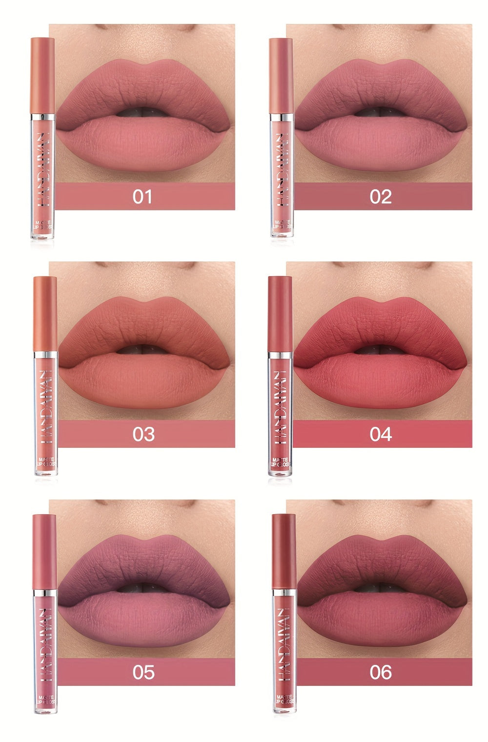 6pcs HANDAIYAN Matte Liquid Lipstick Set