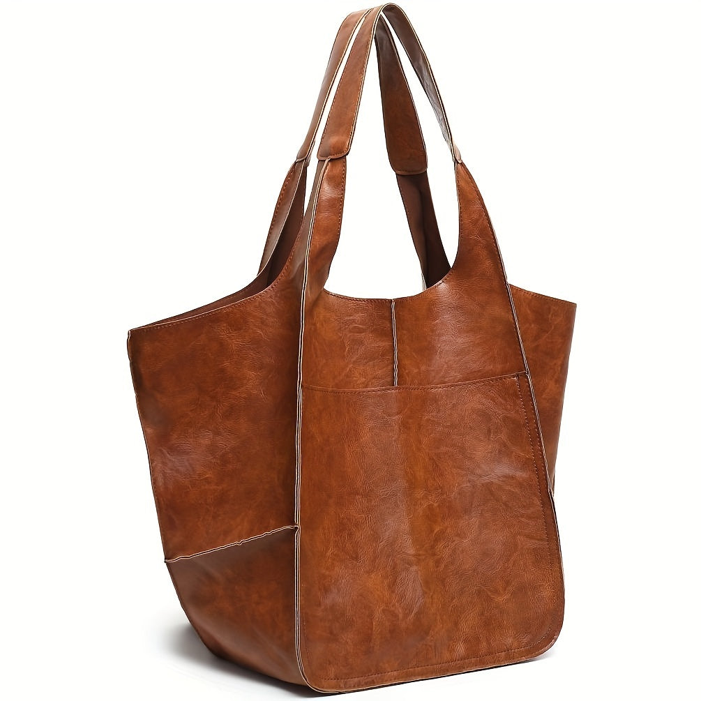 Large Capacity Retro PU Tote Bag For Women