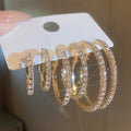6-Piece Set Simple Hoop Earrings with Rhinestones