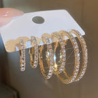6-Piece Set Simple Hoop Earrings with Rhinestones