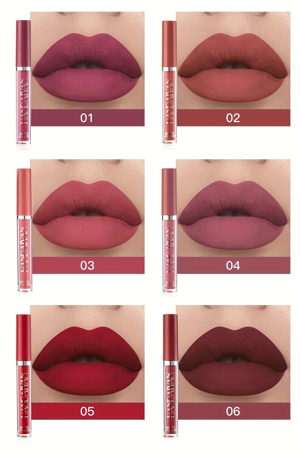 6pcs HANDAIYAN Matte Liquid Lipstick Set
