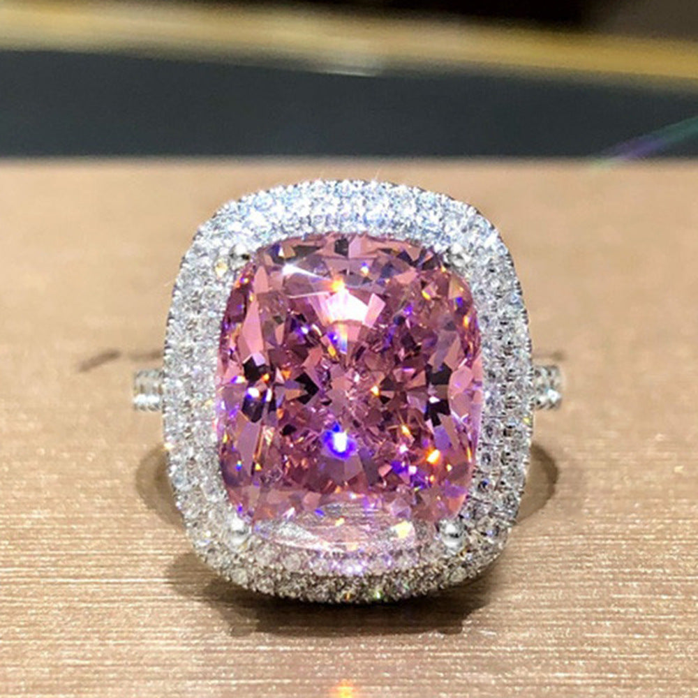 Big Pink zirconia Romantic Ring